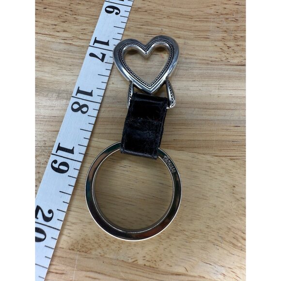 Brighton Silver Heart Key Chain With Black Leather Accent - Picture 4 of 9